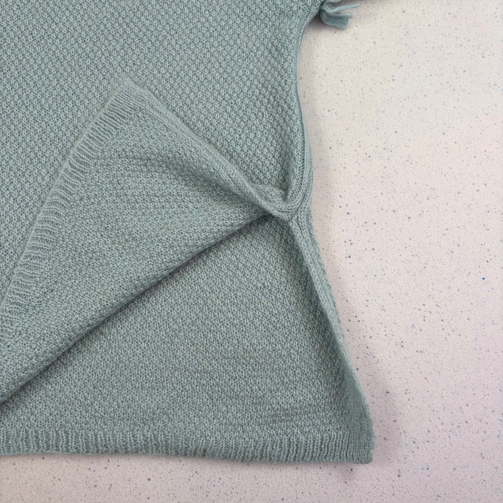 Maison Pholya Womens S Light Blue Mohair Turtleneck Sweater Fringe Quiet Luxury - Picture 8 of 10
